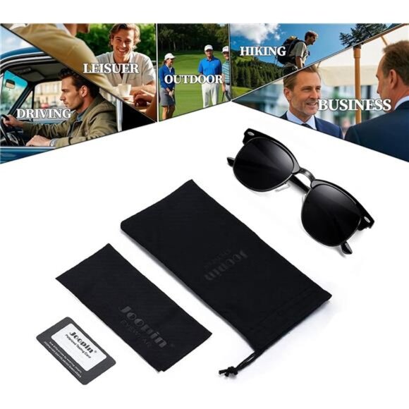 Vintage Sunglasses Polarized UV Protection Half Frame Browline Shades Women Men - Picture 6 of 7